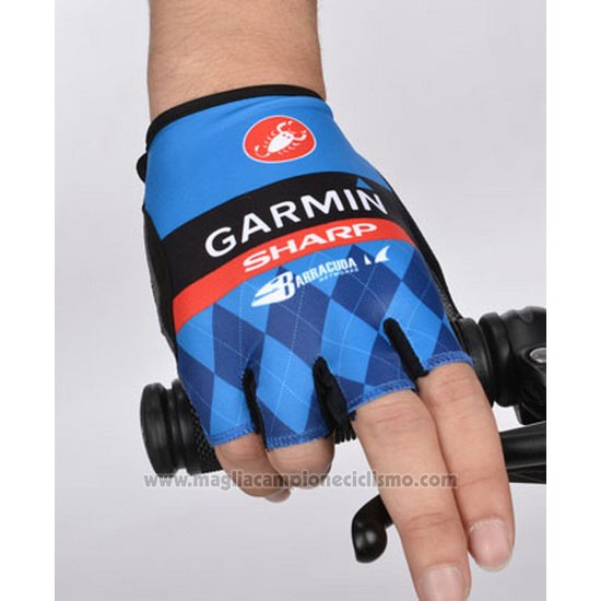 2014 Garmin Guanti Corti Ciclismo Blu